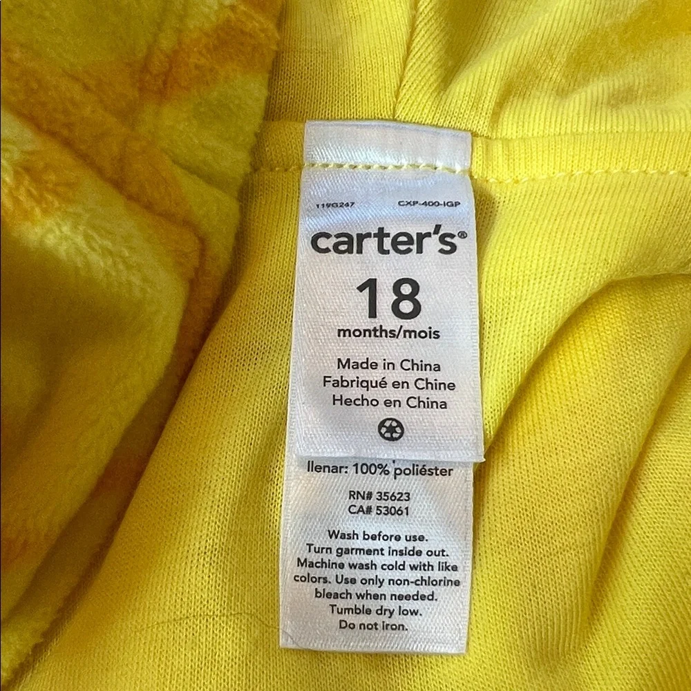 Carter's Yellow Pineapple Hooded Costume with Footed Stripe Tights 18 Months